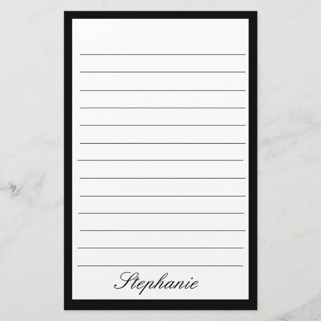 Papeterie Lignes blanches noires Cadres Monogrammes Noms Per (Devant)