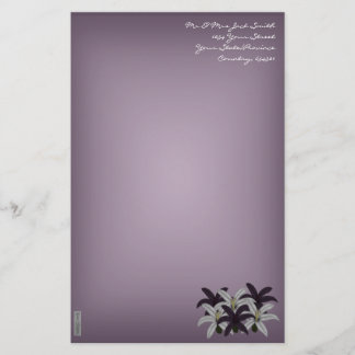 Papeterie Lillies violettes et blanches