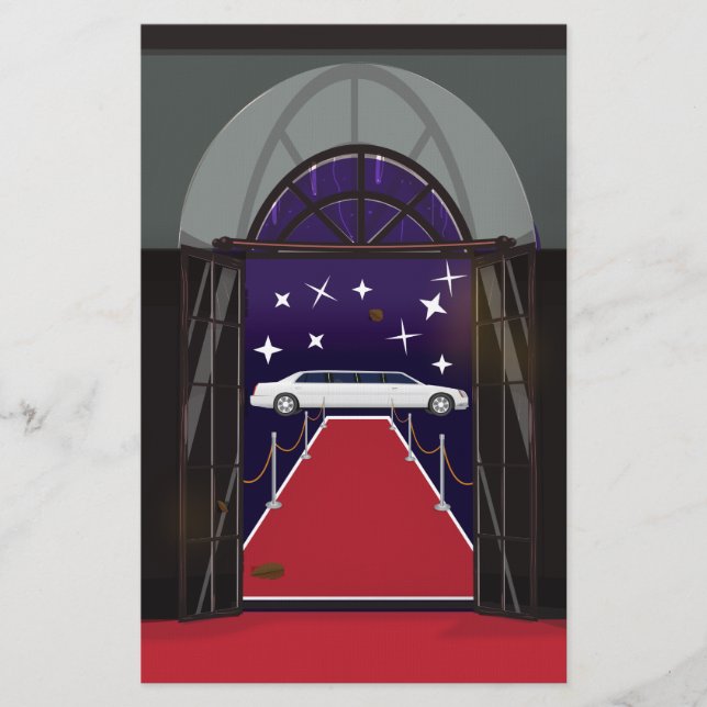 Papeterie Limousine de célébrité sur tapis rouge (Devant)