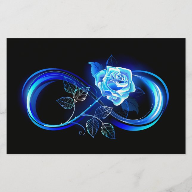 Papeterie L'infini lumineux avec une rose bleue (Devant)
