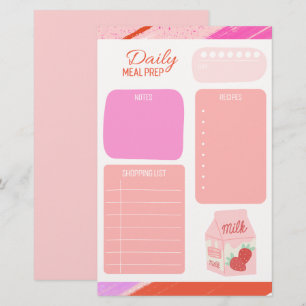 Papeterie Liste de courses Pastel Pink Daily Repas Planner