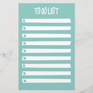 Papeterie Liste de tâches simple et girly bleu turquoise bla