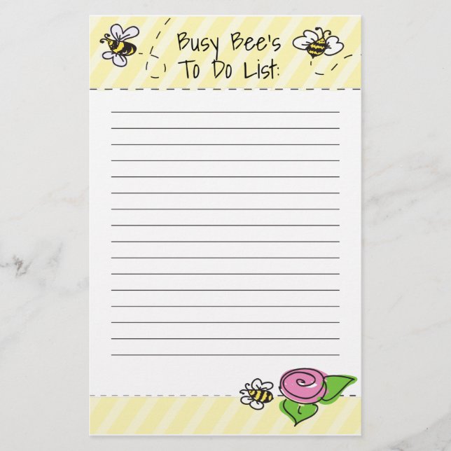 Papeterie Liste des activités d'abeilles stationnaires (Devant)