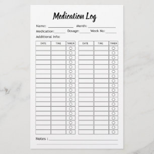 Papeterie Liste simple de vérification des médicaments - Per