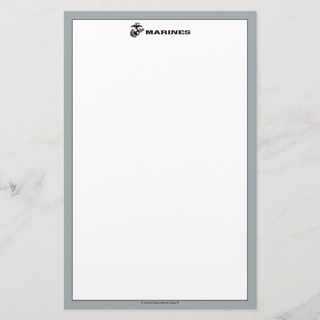 Papeterie Logo en noir empilé USMC (Devant)
