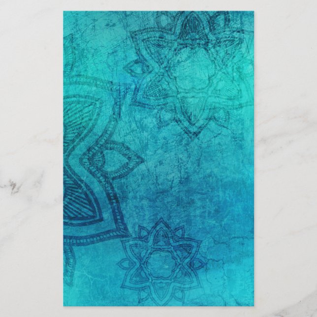 Papeterie Lotus texturé bleu (Devant)