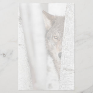 Papeterie Loup gris (lupus de Canis) derrière l'arbre