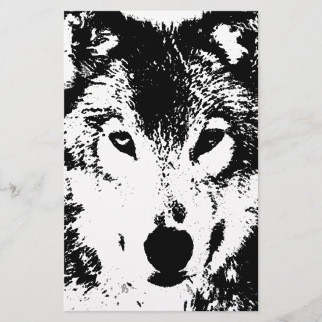 Papeterie Loup noir et blanc (Devant)