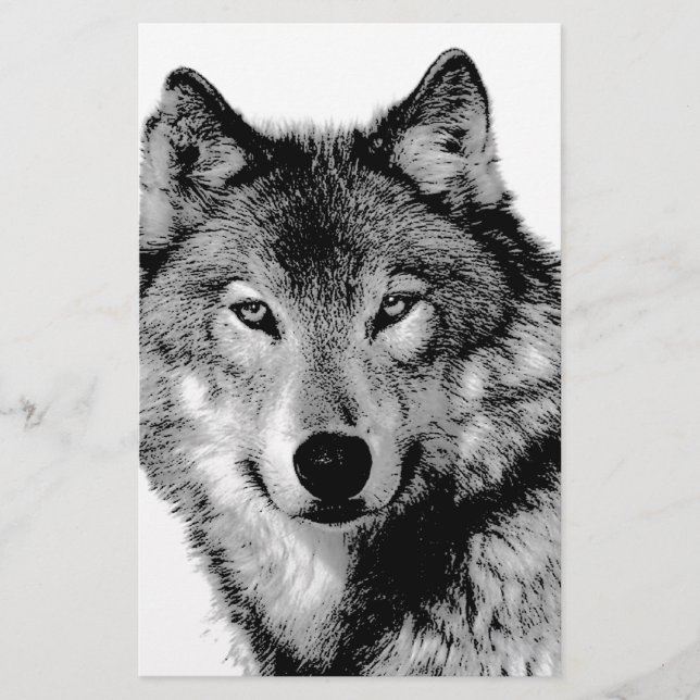 Papeterie Loup noir et blanc (Devant)