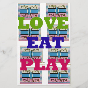 Papeterie Love Eat Play Hakuna Matata Art Print