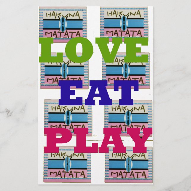 Papeterie Love Eat Play Hakuna Matata Art Print (Devant)