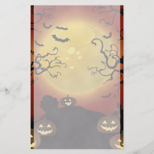 Papeterie Lune éffrayante de Halloween, citrouilles et