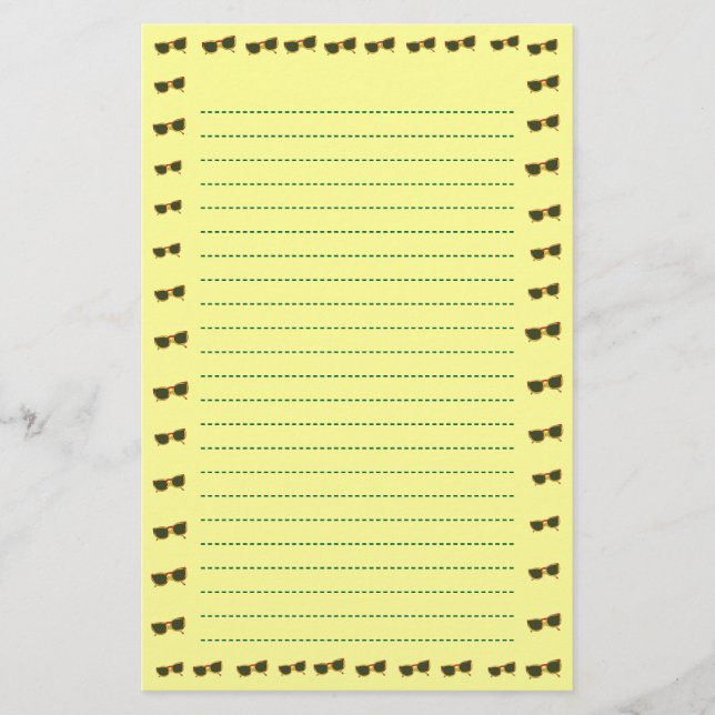 Papeterie Lunettes de soleil jaune Papier à lettres (Devant)