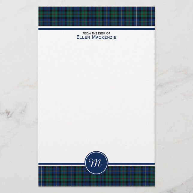 Papeterie MacLeod de Skye Clan Tartan Monogramme (Devant)