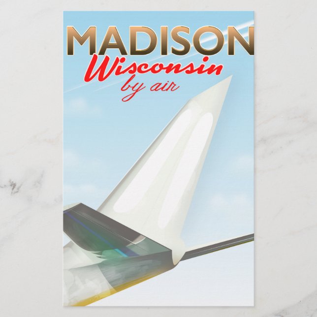 Papeterie Madison Wisconsin USA Affiche de vol vintage (Devant)
