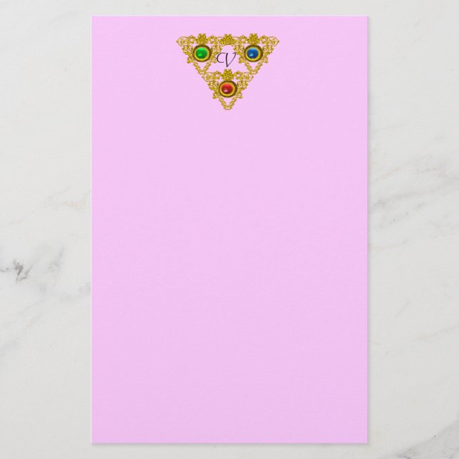 Papeterie MAGIQUE ELFIQUE TALISMAN /OR TRIANGLE rose (Devant)