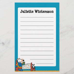 Papeterie Maisy prête pour des pyjamas de bleu de lit