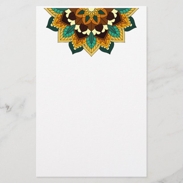 Papeterie Mandala Motif 2002 en jaune et bronzette (Devant)