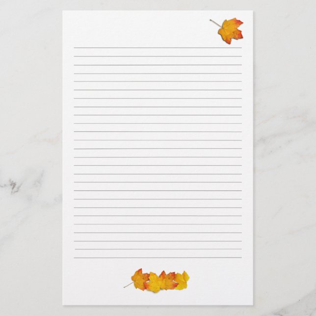 Papeterie Maple Feuille Fall Theme, Linked Writing Paper (Devant)