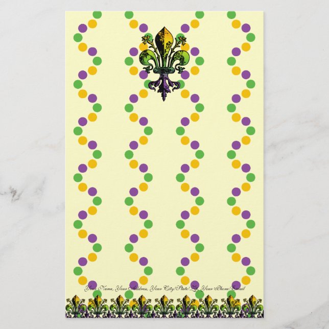 Papeterie Mardi gras antique Fleur (Devant)