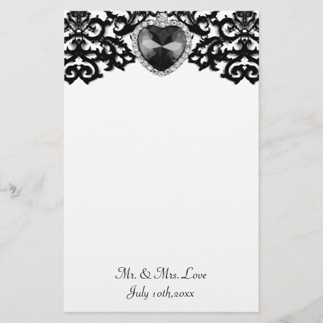 Papeterie Mariage de Pendentif de coeur blanc et noir (Devant)
