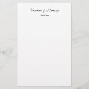 Papeterie Mariage Écriture Élégante Noir Blanc Créatif