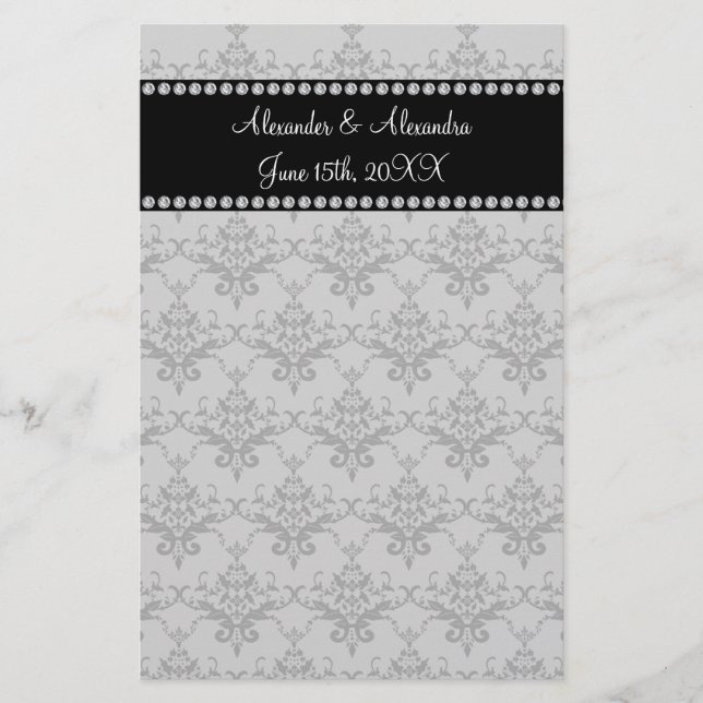 Papeterie Mariage favorise Gray damask (Devant)