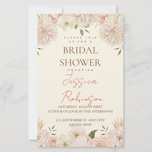 Papeterie Mariage Fleurs Rose Tendresse (Devant)