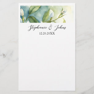 Papeterie Mariage rustique élégant aux fleurs blanches et fe