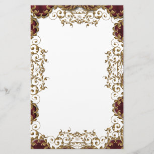 Papeterie mariage vintage de filigree d'or bordeaux