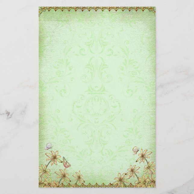 Papeterie Mariage vintage vert floral (Devant)