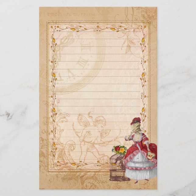 Papeterie Marie Antoinette Bird Cage Rose Stationery (Devant)