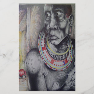 Papeterie Masai mère et enfant avec Lion Art Imprimer/Graphi