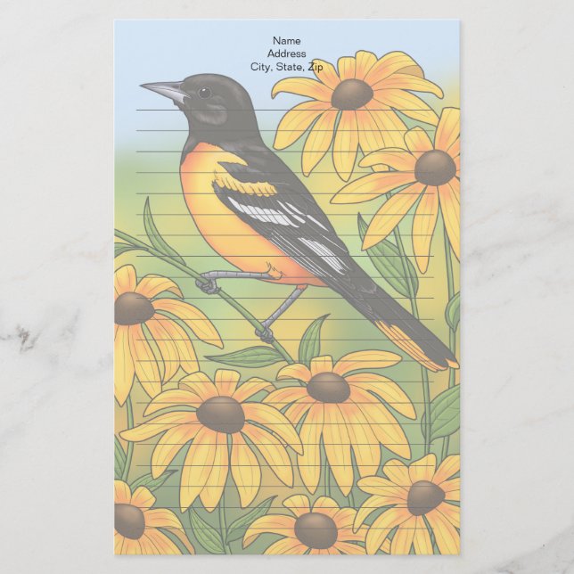 Papeterie MD State Bird Oriole & Black eyed Susan Flower (Devant)