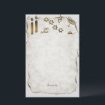 Papeterie Menorah, Étoile de David Bougies<br><div class="desc">Ce pavé d'écriture est imprimé avec une belle conception sur papyrus avec des bougies,  une menorah étoiles de David et hébreu et Sincerely,  votre nom ou le nom de la personne à laquelle vous allez donner ce papier.</div>