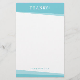 Papeterie MERCI DE NOTER simple moderne bleu turquoise