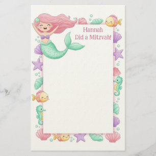 Papeterie Mermaid Personnalisé Mitzvah Note