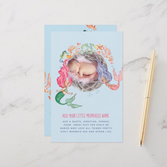 Papeterie Mermaids BUDGET PHOTO Invitation Faire-part (Devant/Arrière en situation)