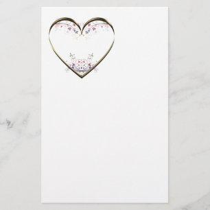 Papeterie Message personnalisé des fleurs de coeur