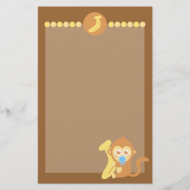Papeterie Mignon bébé singe de dessin animé avec une banane (Devant)