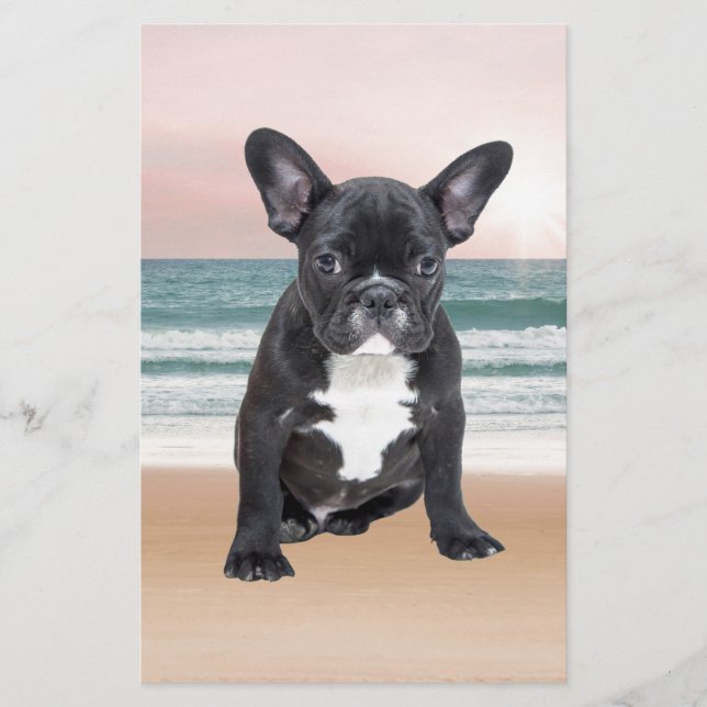 Papeterie Mignon Bouledogue Français Plage Soleil Eau (Devant)