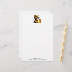 Papeterie Mignonne fille en costume d'abeille avec miel