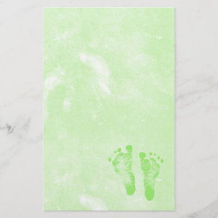 Papeterie Mignonne Girly Green New Baby Footprints