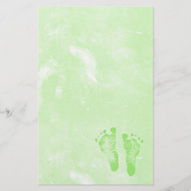 Papeterie Mignonne Girly Green New Baby Footprints (Devant)