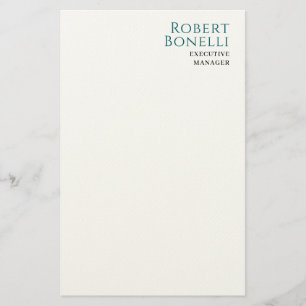 Papeterie Minimaliste Bleu et Blanc Moderne Votre Nom