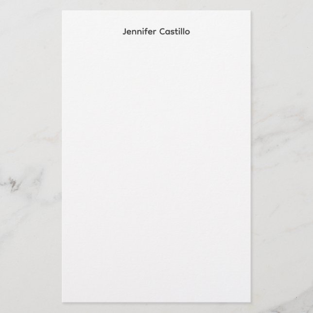 Papeterie Minimaliste Moderne Blanc Noir Uni (Devant)