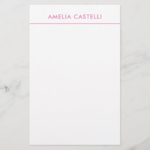 Papeterie Minimaliste Professionnel Rose Blanc Uni
