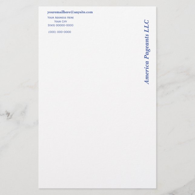 Papeterie Miss America style On the Side Letterhead (Devant)