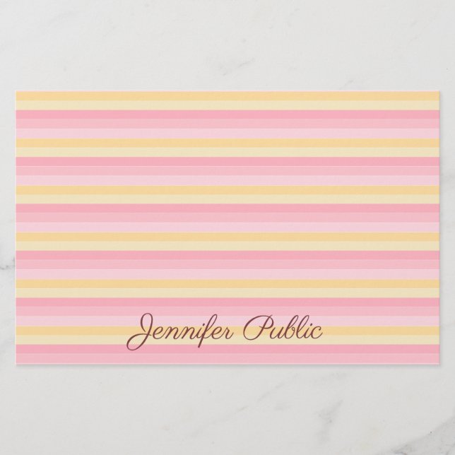 Papeterie Modèle à script blanc rose tendance Vanille jaune (Devant)