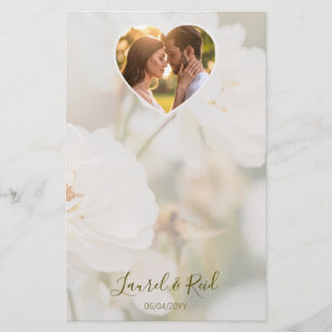 Papeterie Modèle de photo de mariage Rose blanche rêveuse et